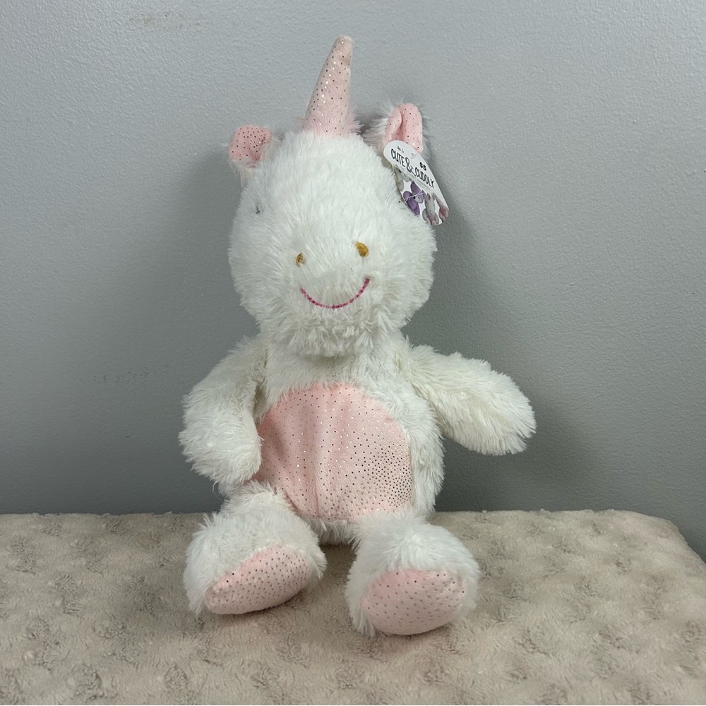 1616 Holdings Sleepy Unicorn Plush Stuffed Animal Toy Pink White Cute & Cuddly